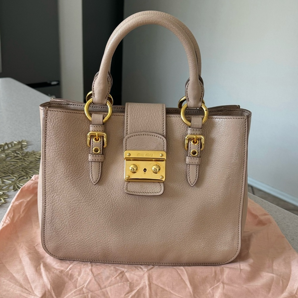 Authentic Miu Miu Grained Leather Handle Bag